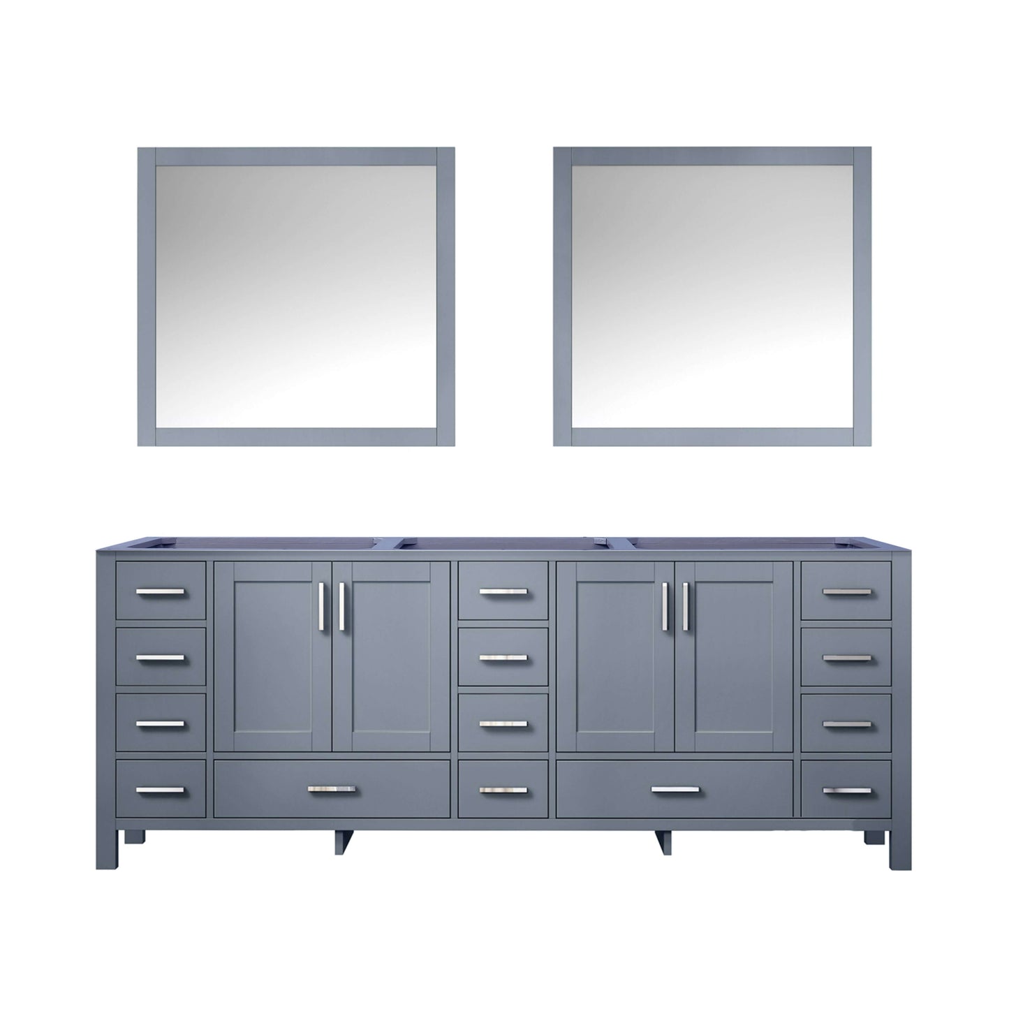 Jacques 84" Dark Grey Double Vanity, no Top and 34" Mirrors - LJ342284DB00M34