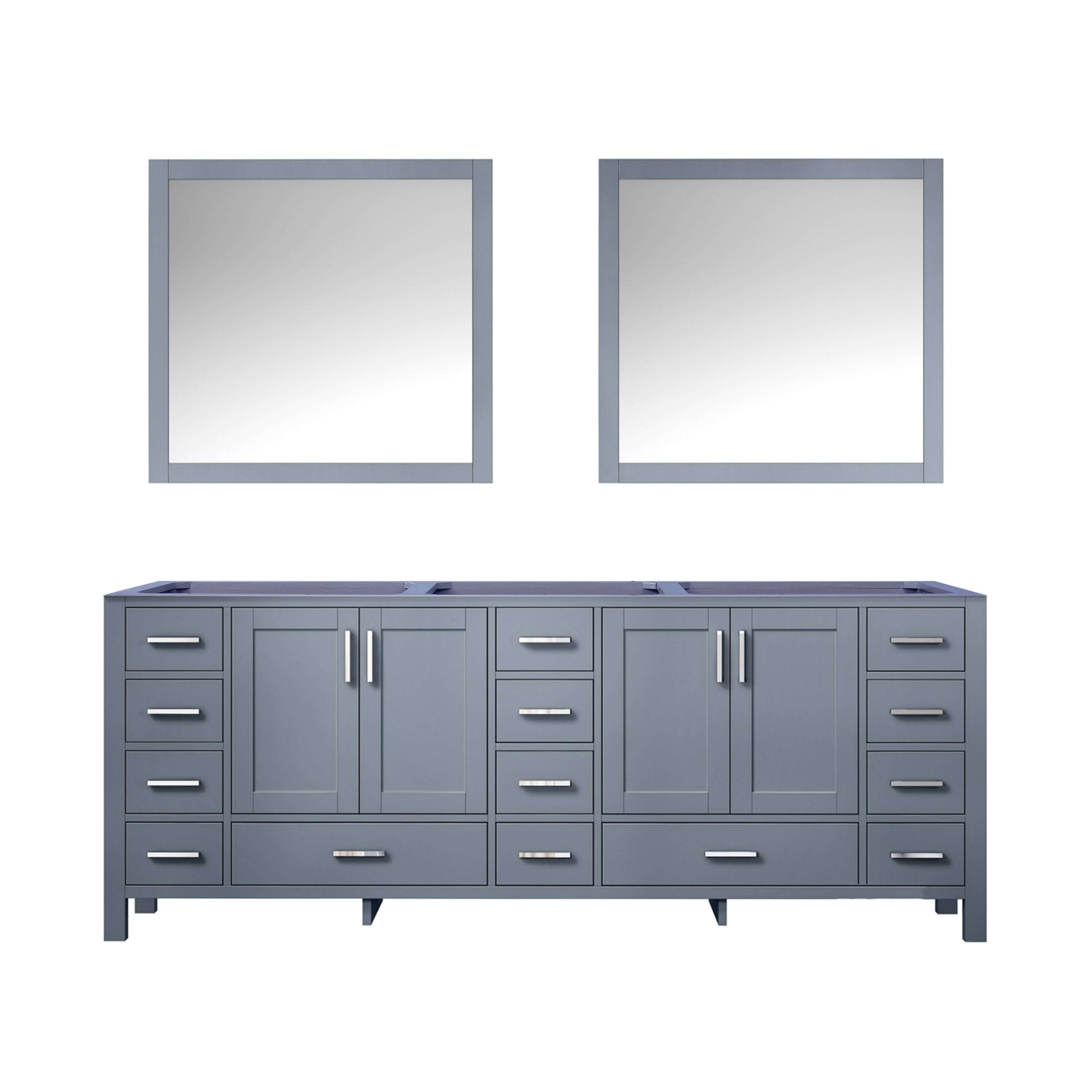 Jacques 84" Dark Grey Double Vanity, no Top and 34" Mirrors - LJ342284DB00M34