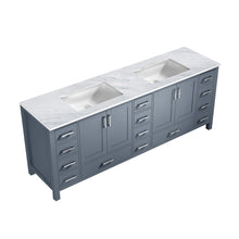 Load image into Gallery viewer, Jacques 84&quot; Dark Grey Double Vanity, White Carrara Marble Top, White Square Sinks and no Mirror - LJ342284DBDS000