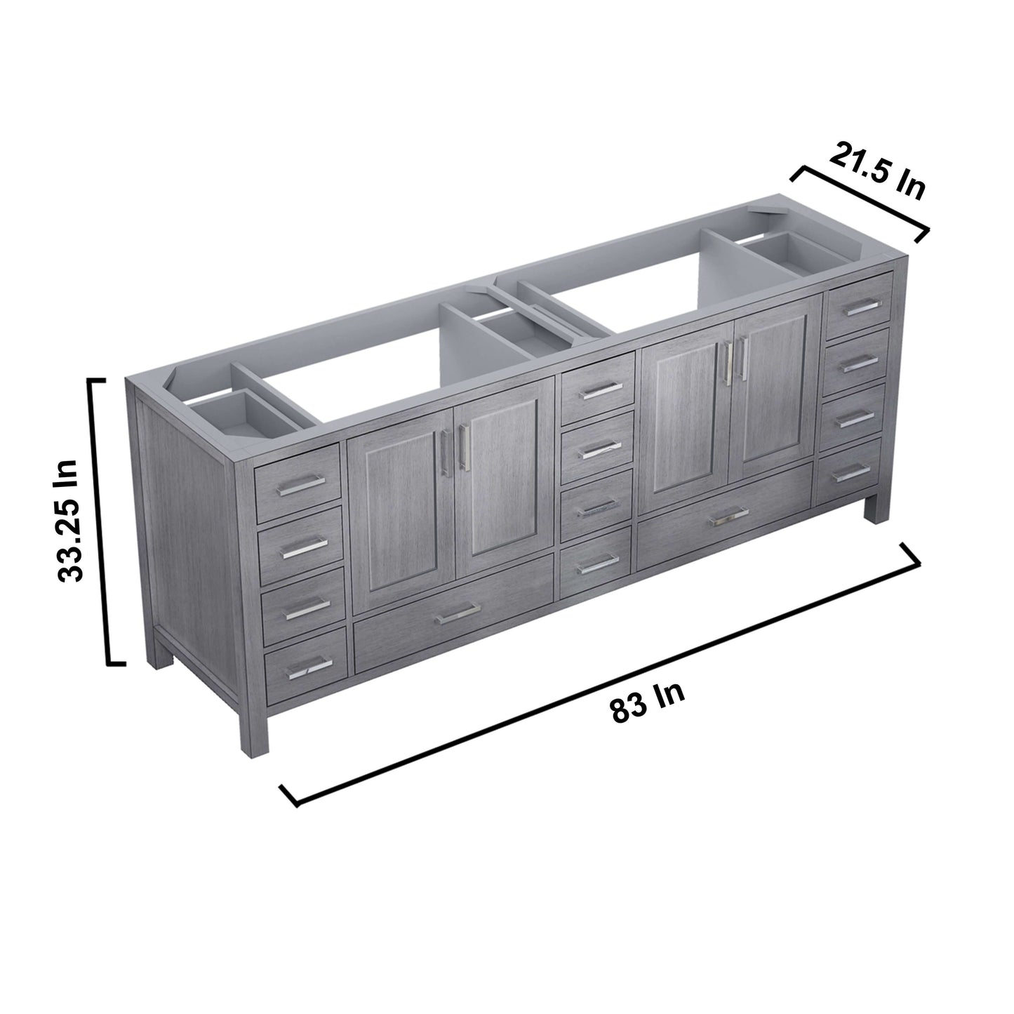 Jacques 84" Distressed Grey Vanity Cabinet Only - LJ342284DD00000