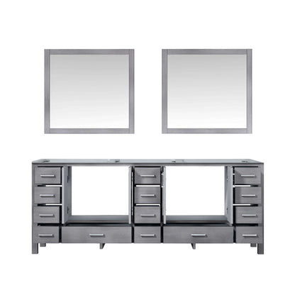 Jacques 84" Distressed Grey Double Vanity, no Top and 34" Mirrors - LJ342284DD00M34