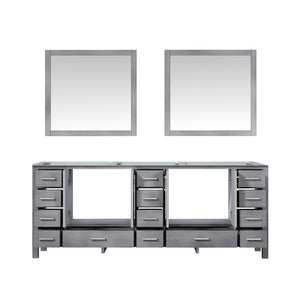 Jacques 84" Distressed Grey Double Vanity, no Top and 34" Mirrors - LJ342284DD00M34
