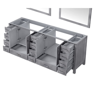 Jacques 84" Distressed Grey Double Vanity, no Top and 34" Mirrors - LJ342284DD00M34