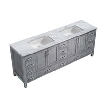 Load image into Gallery viewer, Jacques 84&quot; Distressed Grey Double Vanity, White Carrara Marble Top, White Square Sinks and no Mirror - LJ342284DDDS000