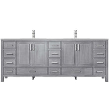 Load image into Gallery viewer, Jacques 84&quot; Distressed Grey Double Vanity, White Quartz Top, White Square Sinks and no Mirror - LJ342284DDWQ000