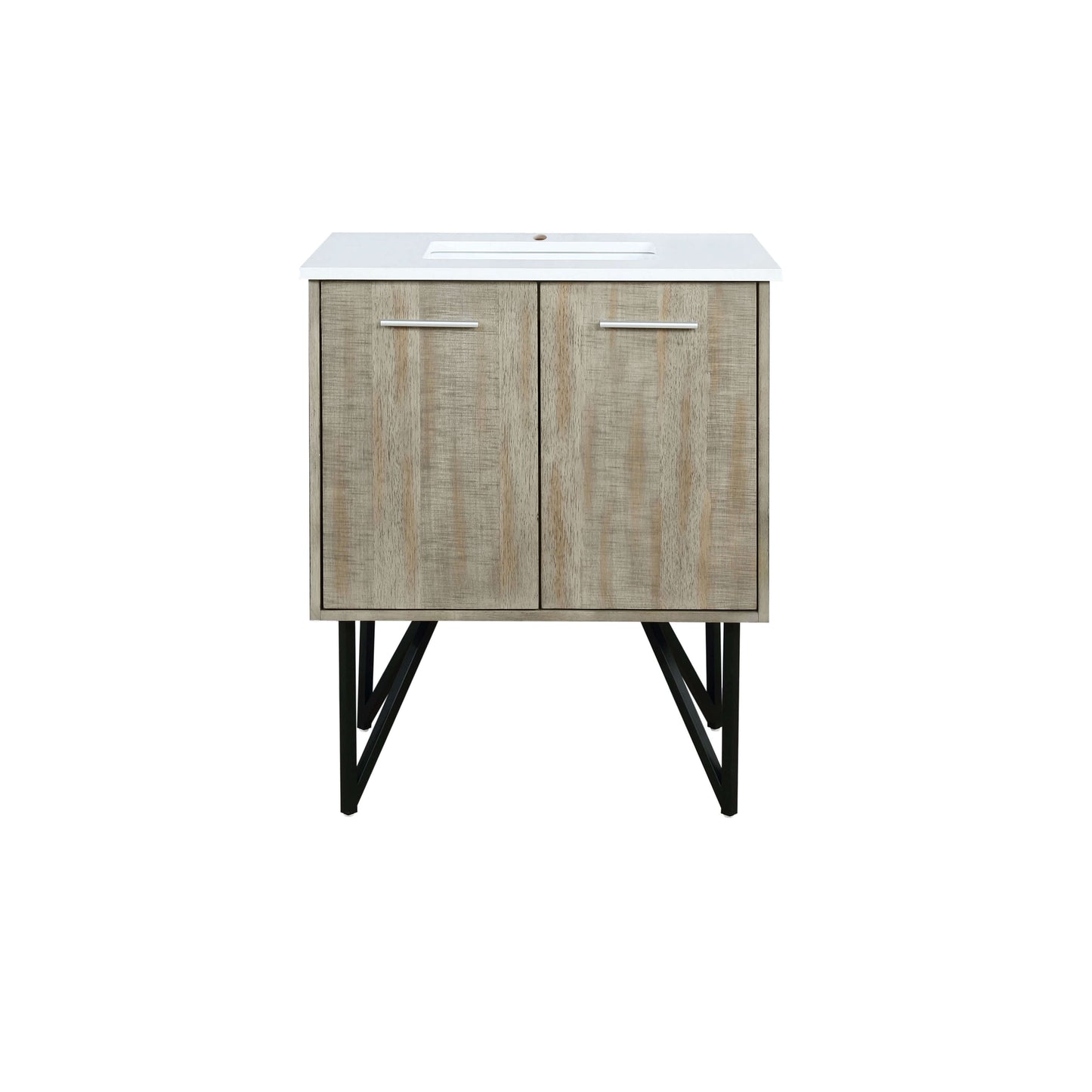 Lancy 30" Rustic Acacia Bathroom Vanity, White Quartz Top, and White Square Sink - LLC30SKSOS000