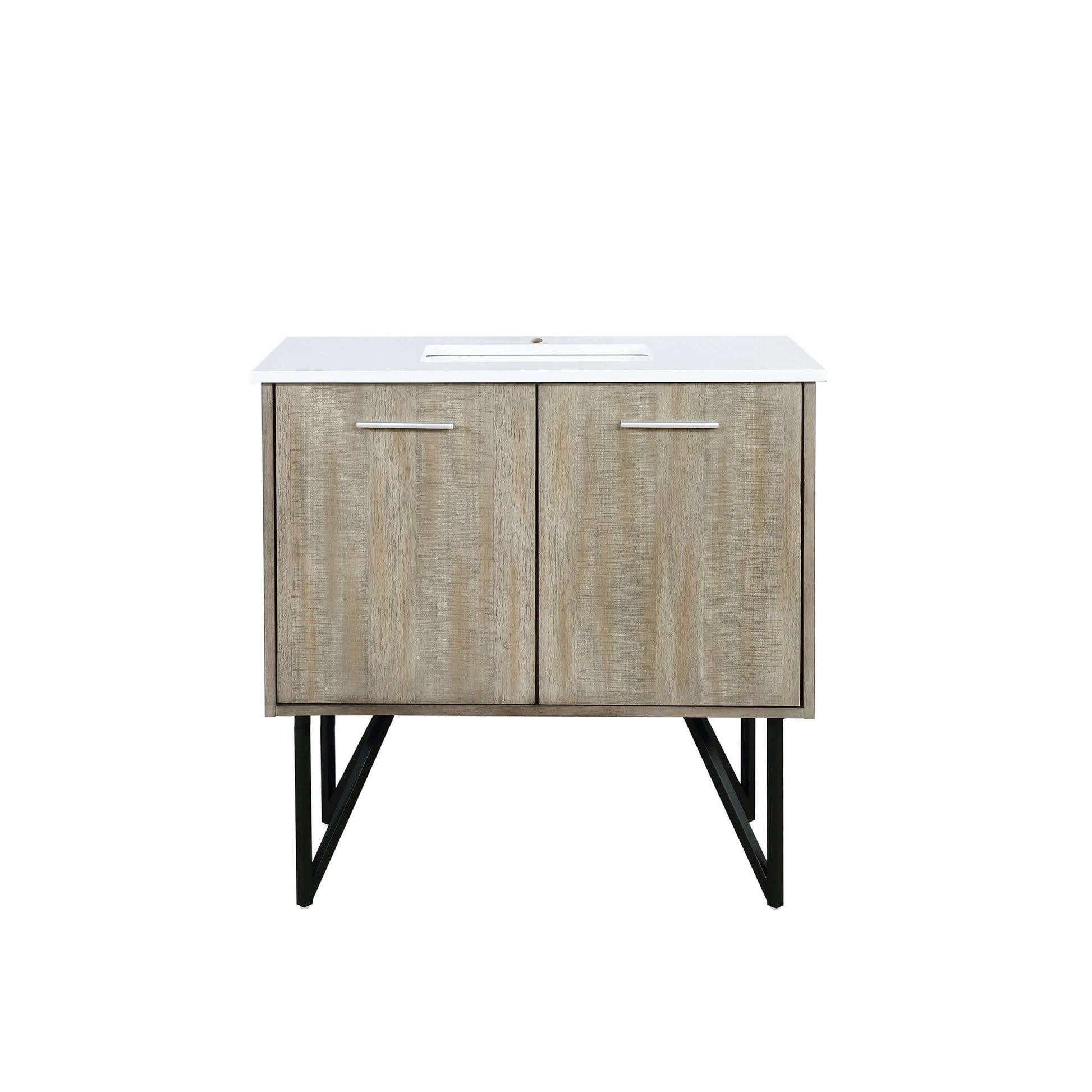 Lancy 36" Rustic Acacia Bathroom Vanity, White Quartz Top, and White Square Sink - LLC36SKSOS000