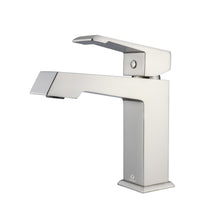 Load image into Gallery viewer, Lancy 48&quot; Rustic Acacia Bathroom Vanity, White Quartz Top, White Square Sink, and Labaro Brushed Nickel Faucet Set - LLC48SKSOS000FCH