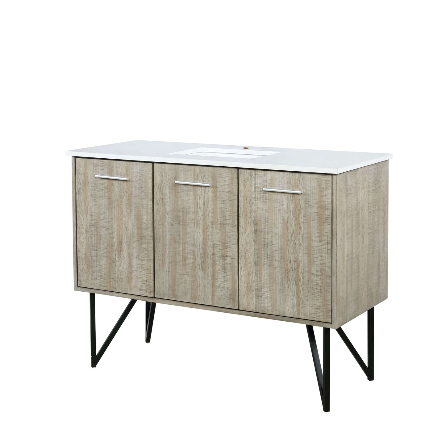 Lancy 48" Rustic Acacia Bathroom Vanity, White Quartz Top, and White Square Sink - LLC48SKSOS000