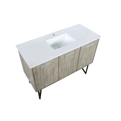 Lancy 48" Rustic Acacia Bathroom Vanity, White Quartz Top, and White Square Sink - LLC48SKSOS000