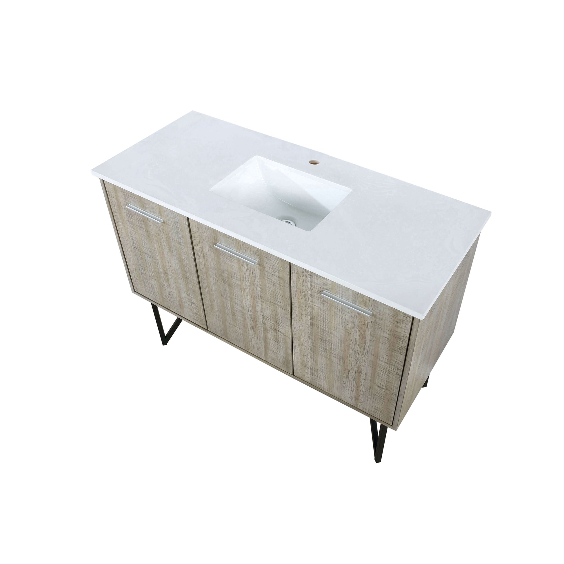 Lancy 48" Rustic Acacia Bathroom Vanity, White Quartz Top, and White Square Sink - LLC48SKSOS000