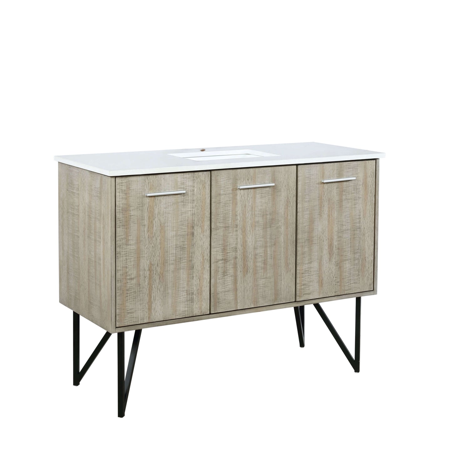 Lancy 48" Rustic Acacia Bathroom Vanity, White Quartz Top, and White Square Sink - LLC48SKSOS000