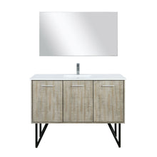 Load image into Gallery viewer, Lancy 48&quot; Rustic Acacia Bathroom Vanity, White Quartz Top, White Square Sink, Labaro Brushed Nickel Faucet Set, and 43&quot; Frameless Mirror - LLC48SKSOSM43FCH