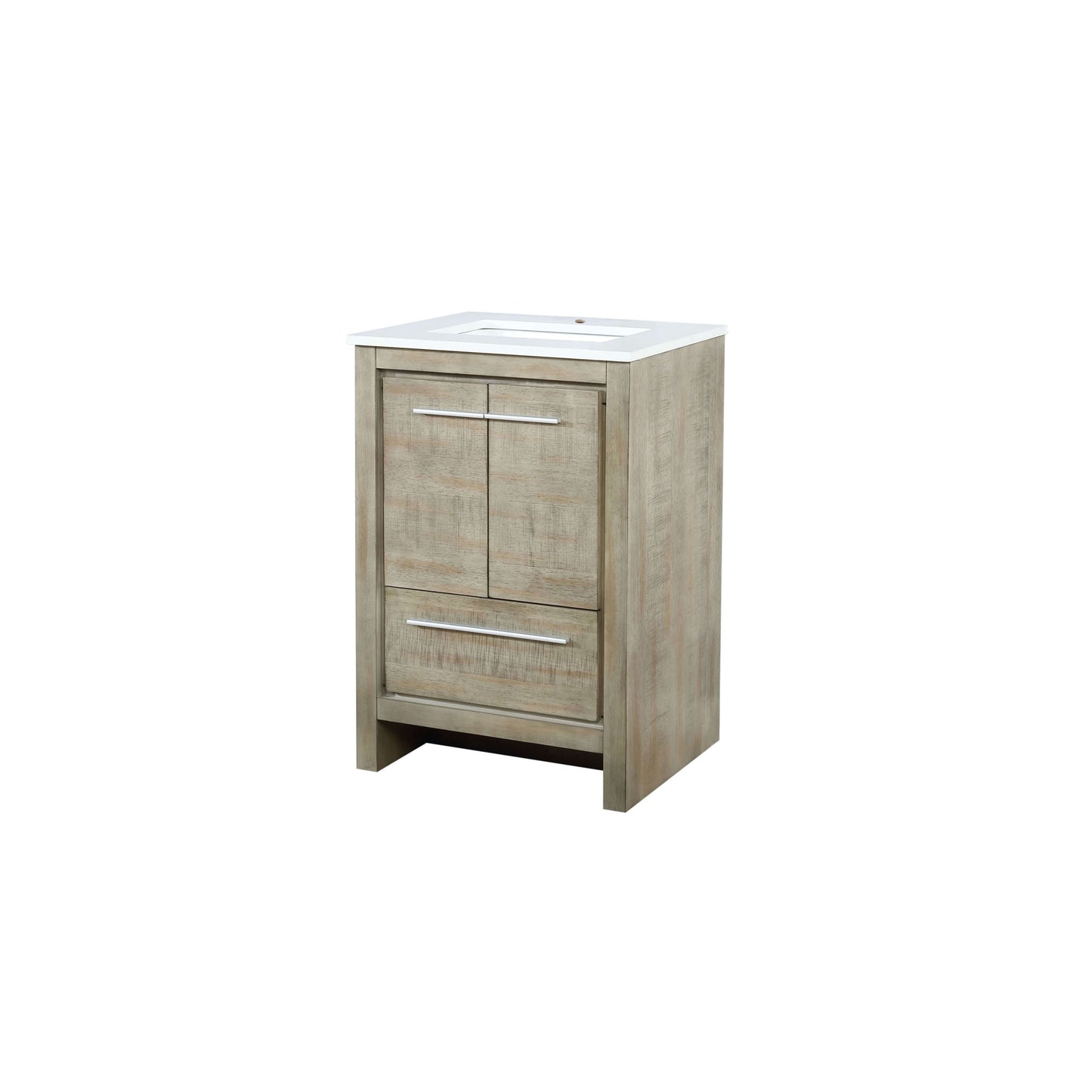 Lafarre 24" Rustic Acacia Bathroom Vanity, White Quartz Top, and White Square Sink - LLF24SKSOS000