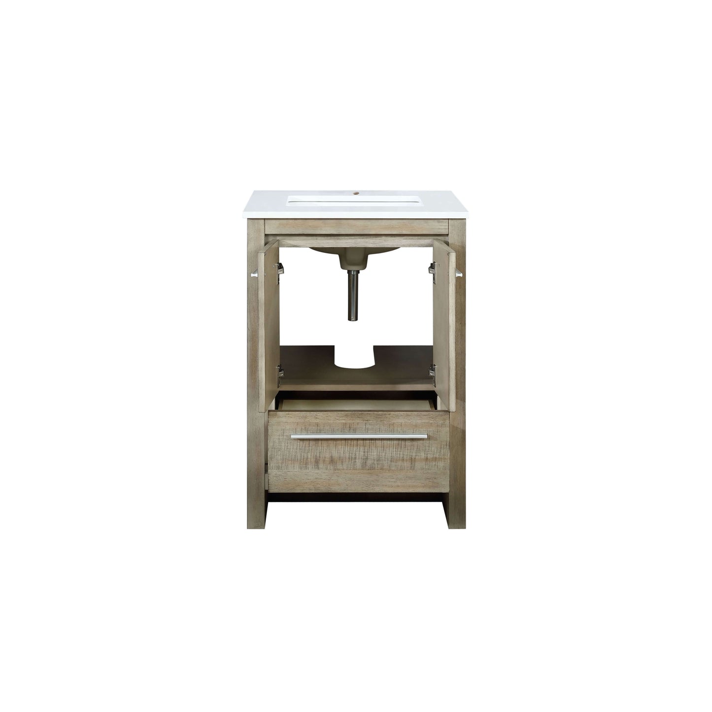 Lafarre 24" Rustic Acacia Bathroom Vanity, White Quartz Top, and White Square Sink - LLF24SKSOS000