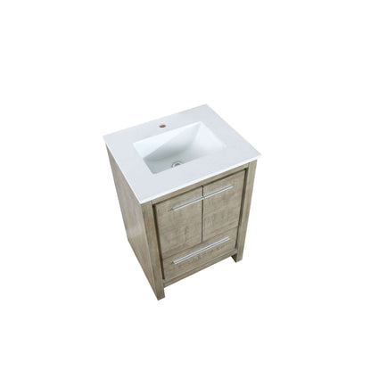 Lafarre 24" Rustic Acacia Bathroom Vanity, White Quartz Top, and White Square Sink - LLF24SKSOS000