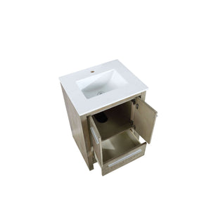 Lafarre 24" Rustic Acacia Bathroom Vanity, White Quartz Top, and White Square Sink - LLF24SKSOS000