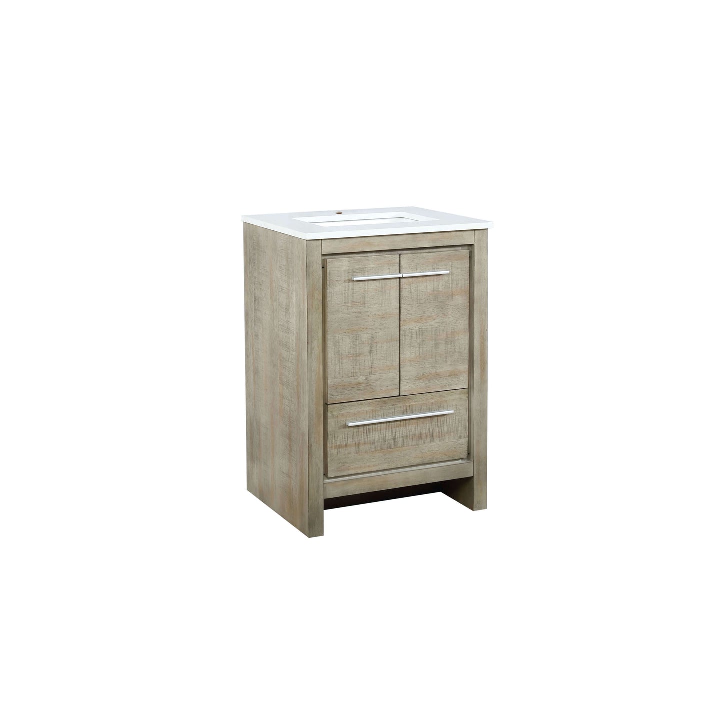 Lafarre 24" Rustic Acacia Bathroom Vanity, White Quartz Top, and White Square Sink - LLF24SKSOS000