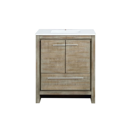 Lafarre 30" Rustic Acacia Bathroom Vanity, White Quartz Top, and White Square Sink - LLF30SKSOS000