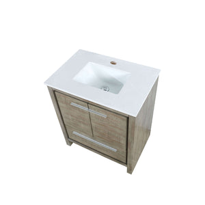 Lafarre 30" Rustic Acacia Bathroom Vanity, White Quartz Top, and White Square Sink - LLF30SKSOS000