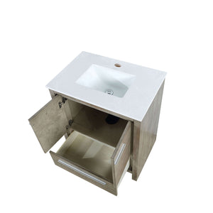 Lafarre 30" Rustic Acacia Bathroom Vanity, White Quartz Top, and White Square Sink - LLF30SKSOS000