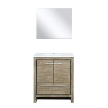 Load image into Gallery viewer, Lafarre 30&quot; Rustic Acacia Bathroom Vanity, White Quartz Top, White Square Sink, and 28&quot; Frameless Mirror - LLF30SKSOSM28