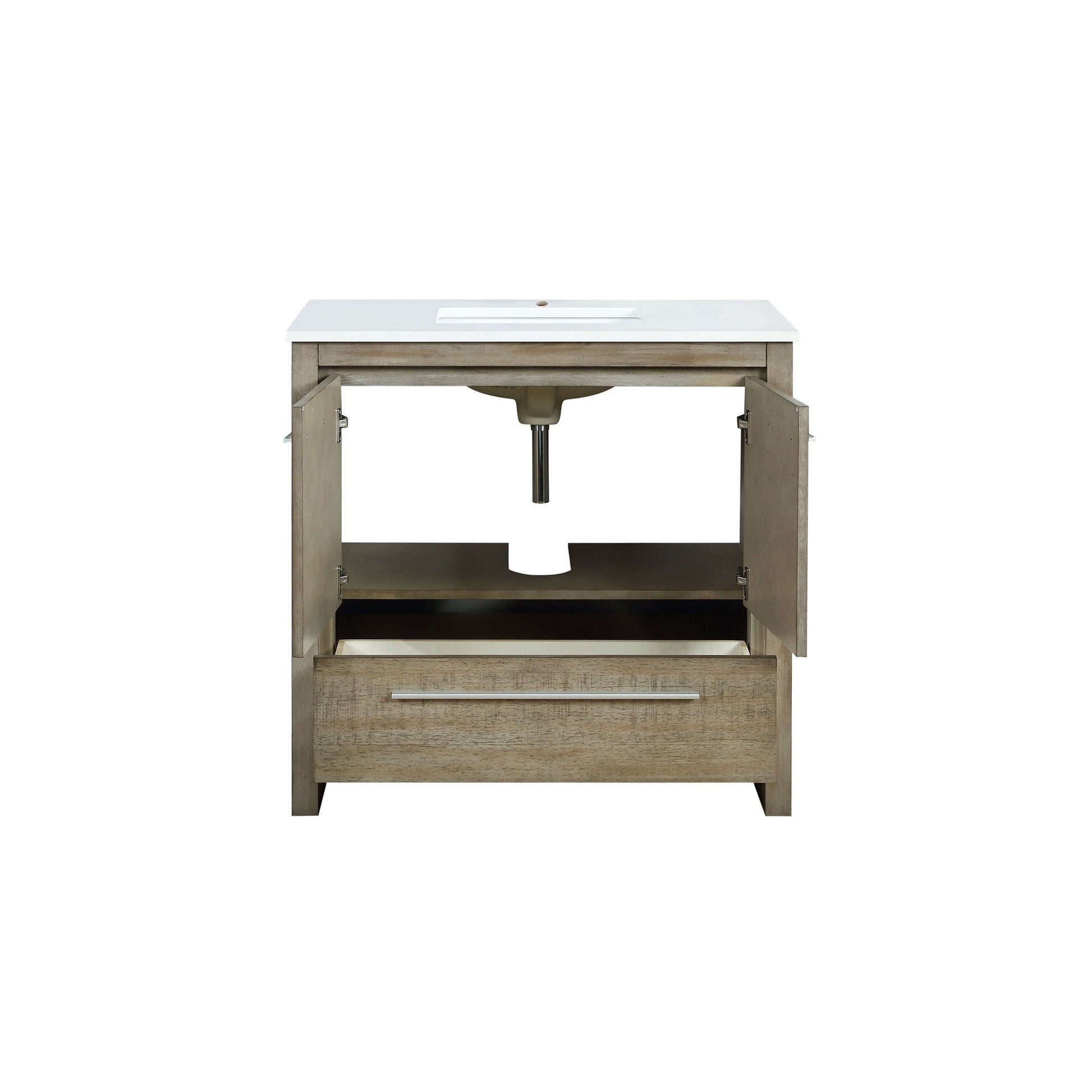 Lafarre 36" Rustic Acacia Bathroom Vanity, White Quartz Top, and White Square Sink - LLF36SKSOS000