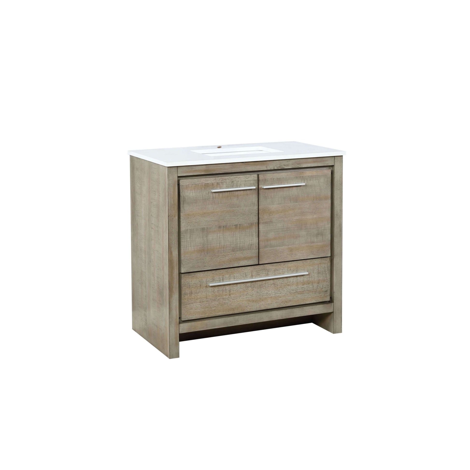 Lafarre 36" Rustic Acacia Bathroom Vanity, White Quartz Top, and White Square Sink - LLF36SKSOS000