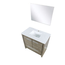 Load image into Gallery viewer, Lafarre 36&quot; Rustic Acacia Bathroom Vanity, White Quartz Top, White Square Sink, and 28&quot; Frameless Mirror - LLF36SKSOSM28