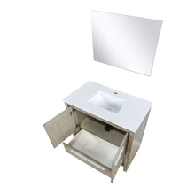 Load image into Gallery viewer, Lafarre 36&quot; Rustic Acacia Bathroom Vanity, White Quartz Top, White Square Sink, and 28&quot; Frameless Mirror - LLF36SKSOSM28