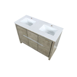Lafarre 48" Rustic Acacia Double Bathroom Vanity, White Quartz Top, and White Square Sink - LLF48SKSOS000
