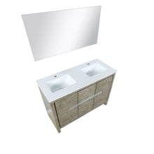 Load image into Gallery viewer, Lafarre 48&quot; Rustic Acacia Double Bathroom Vanity, White Quartz Top, White Square Sink, and 43&quot; Frameless Mirror - LLF48SKSOSM43