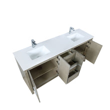 Load image into Gallery viewer, Lafarre 72&quot; Rustic Acacia Double Bathroom Vanity, White Quartz Top, White Square Sinks, and Labaro Brushed Nickel Faucet Set - LLF72DKSOD000FCH