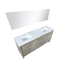 Load image into Gallery viewer, Lafarre 72&quot; Rustic Acacia Double Bathroom Vanity, White Quartz Top, White Square Sinks, and 70&quot; Frameless Mirror - LLF72DKSODM70