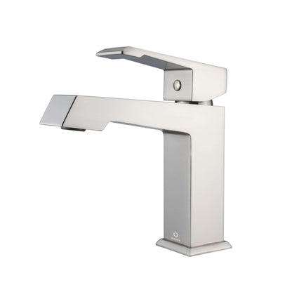 Lafarre 80" Rustic Acacia Double Bathroom Vanity, White Quartz Top, White Square Sinks, and Labaro Brushed Nickel Faucet Set - LLF80DKSOD000FCH