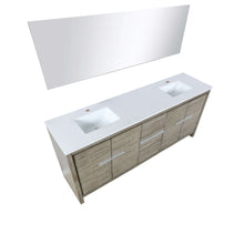 Load image into Gallery viewer, Lafarre 80&quot; Rustic Acacia Double Bathroom Vanity, White Quartz Top, White Square Sinks, and 70&quot; Frameless Mirror - LLF80DKSODM70