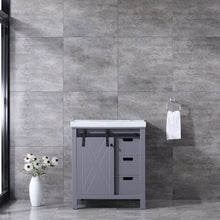 Load image into Gallery viewer, Marsyas 30&quot; Dark Grey Single Vanity, White Carrara Marble Top, White Square Sink and no Mirror - LM342230SBBS000
