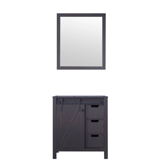 Marsyas 30" Brown Single Vanity, no Top and 28" Mirror - LM342230SC00M28