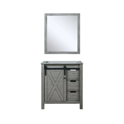 Marsyas 30" Ash Grey Single Vanity, no Top and 28" Mirror - LM342230SH00M28