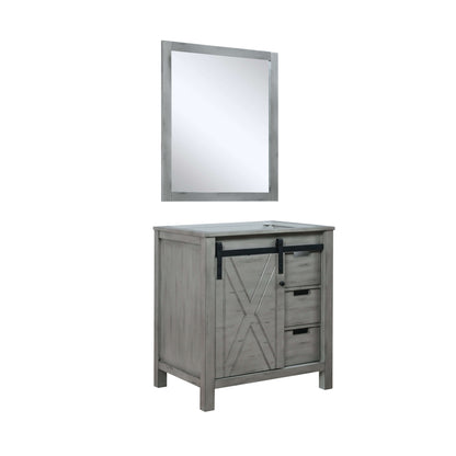 Marsyas 30" Ash Grey Single Vanity, no Top and 28" Mirror - LM342230SH00M28