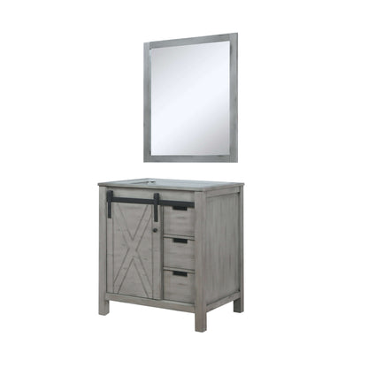 Marsyas 30" Ash Grey Single Vanity, no Top and 28" Mirror - LM342230SH00M28