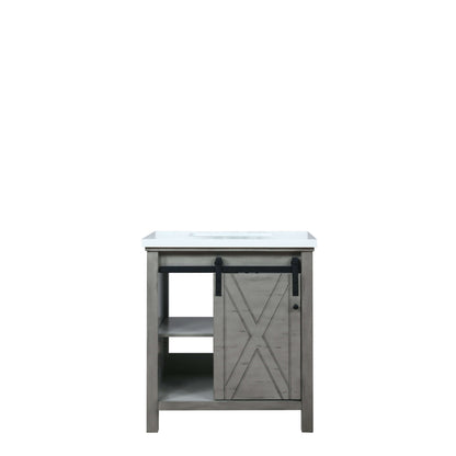 Marsyas 30" Ash Grey Single Vanity, White Quartz Top, White Square Sink and no Mirror - LM342230SHCS000