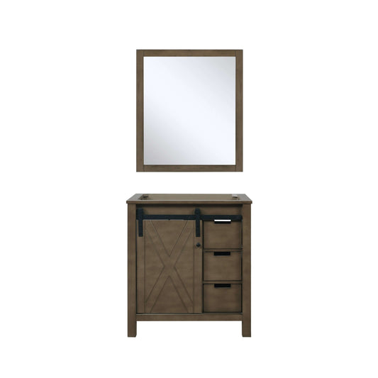 Marsyas 30" Rustic Brown Single Vanity, no Top and 28" Mirror - LM342230SK00M28