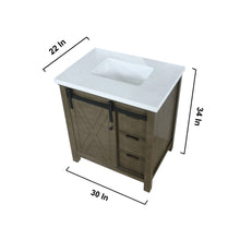 Load image into Gallery viewer, Marsyas 30&quot; Rustic Brown Single Vanity, White Quartz Top, White Square Sink and no Mirror - LM342230SKCS000