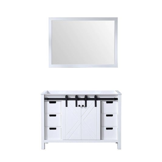 Marsyas 48" White Single Vanity, no Top and 44" Mirror - LM342248SA00M44