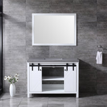 Load image into Gallery viewer, Marsyas 48&quot; White Single Vanity, Grey Quartz Top, White Square Sink and 44&quot; Mirror - LM342248SAASM44