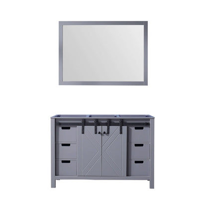 Marsyas 48" Dark Grey Single Vanity, no Top and 44" Mirror - LM342248SB00M44