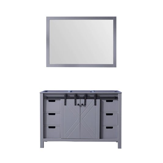 Marsyas 48" Dark Grey Single Vanity, no Top and 44" Mirror - LM342248SB00M44