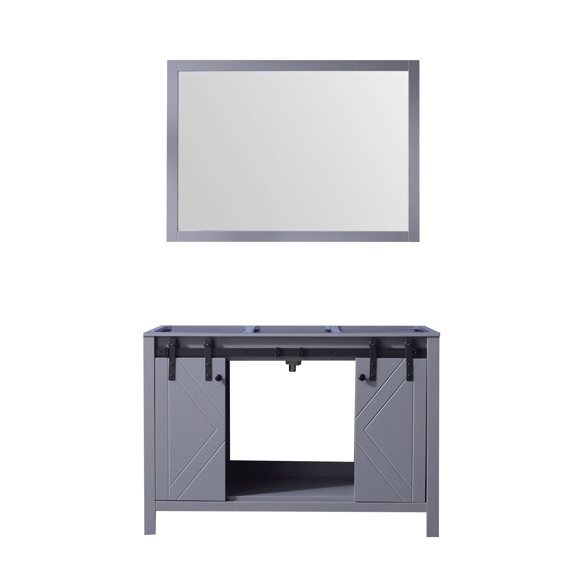 Marsyas 48" Dark Grey Single Vanity, no Top and 44" Mirror - LM342248SB00M44