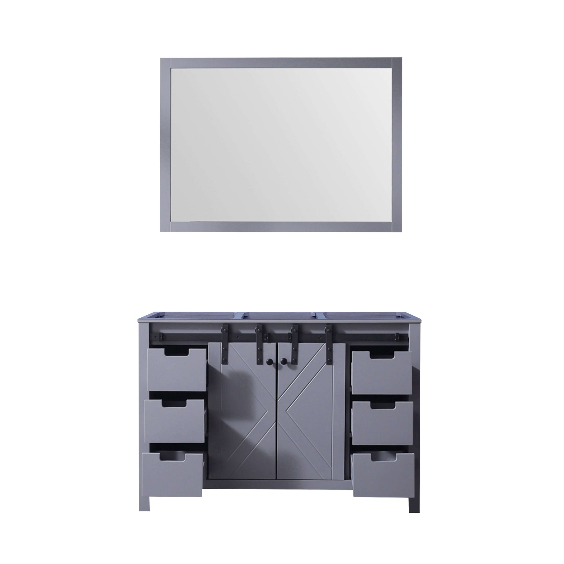 Marsyas 48" Dark Grey Single Vanity, no Top and 44" Mirror - LM342248SB00M44